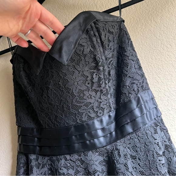 1980's Gunne Sax 50's Style Strapless Black Lace Cocktail Party Dress - Picture 5 of 16